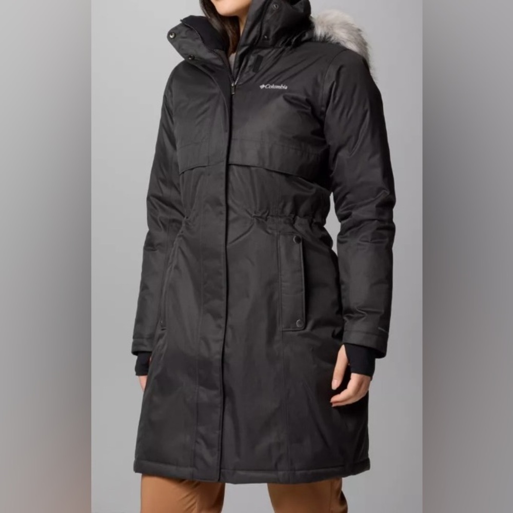 Columbia Women's Omni Heat Apres Arson Long Down Jacket Parka Dark Gray Size L